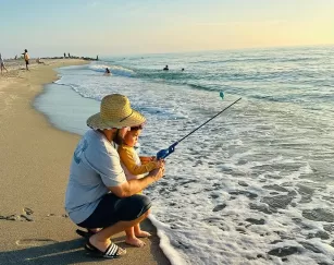 Beach Fish Fishing Family Dad