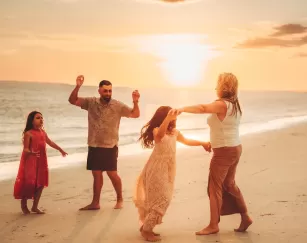 Family Sunset Portrait Beach Dancing