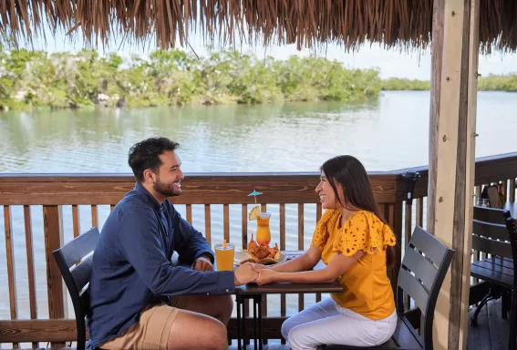 Couple dining outside